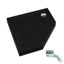 Schedpol Competia New Black Stone receveur de douche pentagonal 90x90 cm noir 3.4698/C/ST