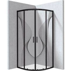 Deante Funkia Evo cabine de douche 80x80 cm semi-circulaire noir mat/verre à motif KYPNB88P