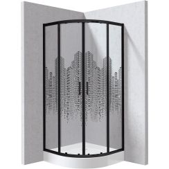Deante Funkia Evo cabine avec receveur 80x80 cm semi-circulaire noir mat/verre à motif KYPZND88P