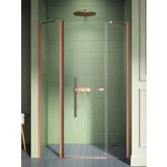 New Trendy New Soleo porte de douche 110 cm à ouverture basculante cuivre brossé/verre transparent D-0967A