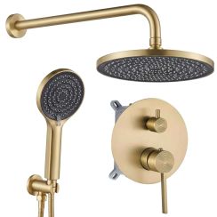 Rea Foster ensemble de douche encastré avec douche pluie doré REA-P6441