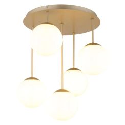 Globo Lighting Harmon plafonnier 5x25 W blanc-marron 47441-5CH