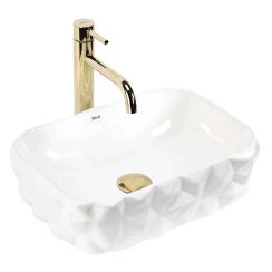 Rea Zamia lavabo 43x30 cm rectangulaire à poser blanc brillant REA-U3537