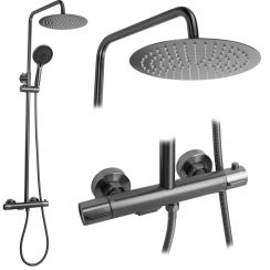 Rea Drop ensemble de douche mural avec thermostat oui graphite REA-P7623