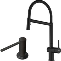 Set mitigeur de cuisine Franke Active Semi Pro Spray 115.0653.409, distributeur de savon Franke Comfort 112.0753.277