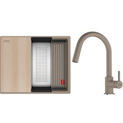 Set évier en granit Franke Kanon 125.0749.657, mitigeur de cuisine Franke Lina 115.0626.084