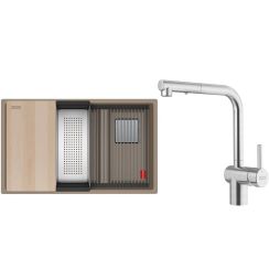 Set évier en granit Franke Kanon 125.0749.677, mitigeur de cuisine Franke Atlas Neo 115.0741.710