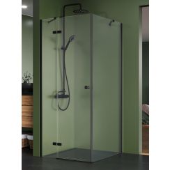 New Trendy Kalibra Black cabine de douche 90x80 cm rectangulaire noir mat/verre transparent K-5046