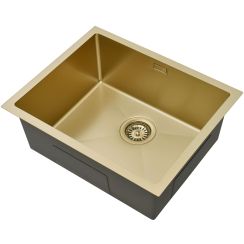Ruvetti Stelio évier en acier inoxydable avec siphon 54x44 cm doré 5001S_PVD_CH60_P