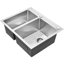 Ruvetti Masivo évier avec distributeur 61x51 cm acier 5002M_BS65_W