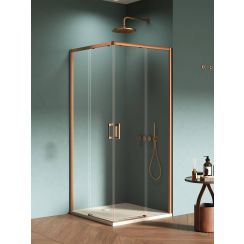 New Trendy Prime Copper Brushed cabine de douche 90x70 cm cuivre brossé/verre transparent D-0806A/D-0811A