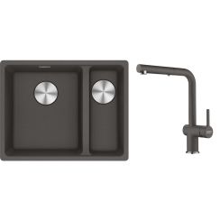 Set mitigeur de cuisine Franke Active L Pull-Out Spray 115.0721.464, évier en granit Franke Maris 125.0716.379