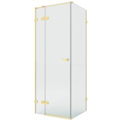 New Trendy Eventa Gold Brushed cabine de douche 100x90 cm rectangulaire doré brossé/verre transparent EXK-8250