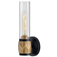 Elstead Lighting Ellison applique murale 1x40 W noir-laiton-transparent HK-ELLISON1-BK-HB