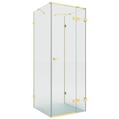 New Trendy Eventa Gold Brushed cabine de douche 100x90 cm rectangulaire doré brossé/verre transparent EXK-8355