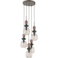 TK Lighting Zen New Brown lampe suspendue 5x10 W blanc-marron 11879