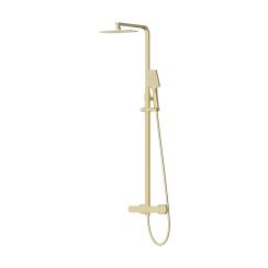 Cersanit Larga ensemble de douche mural avec thermostat avec douche pluie doré S951-789