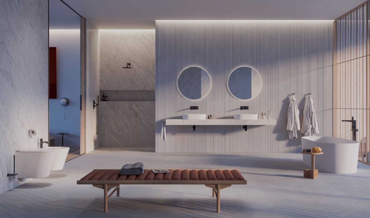 Salle de bains moderne pour deux